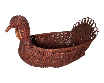 Vintage Rattan Wicker Turkey Duck Basket Decor