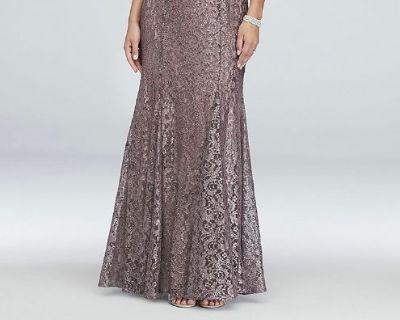 Glitter Lace Cold-Shoulder Mermaid Dress