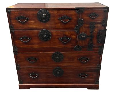 Vintage Hong Kong Japanese Tansu Two Piece Dresser Chest