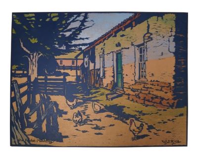 1920s William Seltzer Rice - Old Adobe, Monterey - Color Block Print