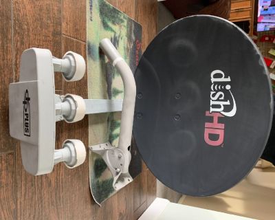 Satellite dish, mounting bracket, 3 digital receivers, 2 IR remotes, DIshCOMM modem