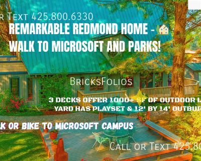 6008 156th Ave NE. TL;DR: Discover your private retreat in this stunning custom-built chalet-style home in Redmond! With a remarkable location just blocks from Westside Park and the Microsoft campus, this spacious residence features soaring ceilings, updated appliances, and over 1,000 square feet of outdoor living space. Perfect for families or professionals seeking comfort and convenience, thi...