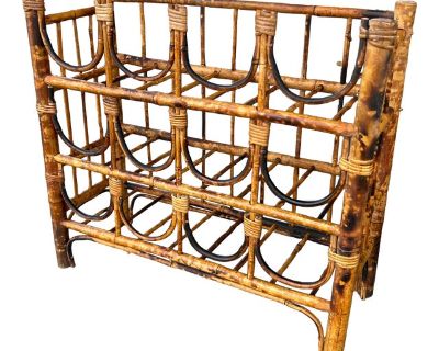 Early 20th Century Burnt Bamboo Wine Rack