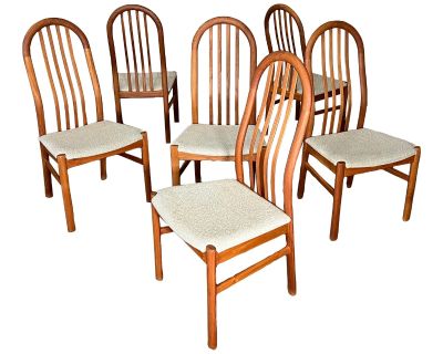 Set of 6 Mid Century Danish Modern Teak Dining Chairs Slat Back Schou Andersen