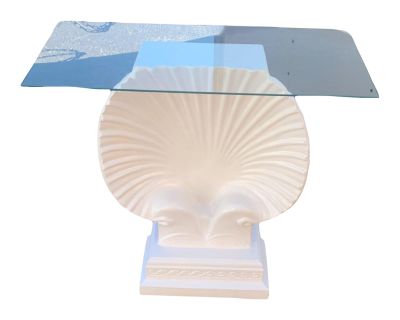 Mid 20th Century Sea Shell Console Table in the Manner of Groult Gloss White