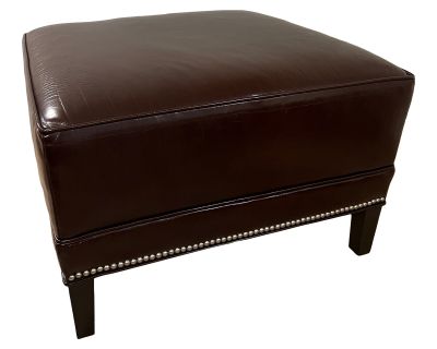 Ethan Allen Croc Embossed Leather Ottoman