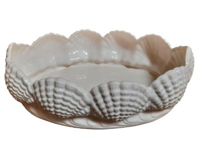 White Ceramic Shell Compote Bowl