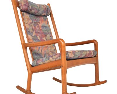 Danish Modern Solid Teak Highback Rocking Chair