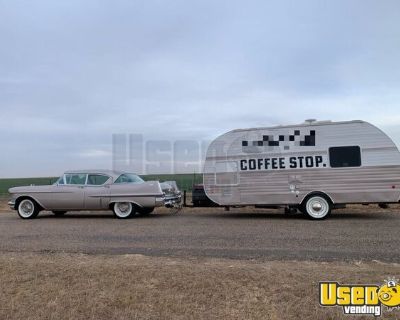 2019 Retro RV Conversion Coffee Trailer with Restroom and a 1957 Cadillac Deville