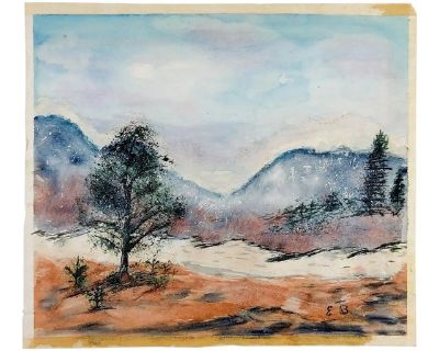 Mid 20th Century Modernist Winter Landscape Painting