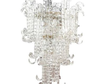 1990s Barovier & Toso Venetian Crystal Three Tier Felci Chandelier