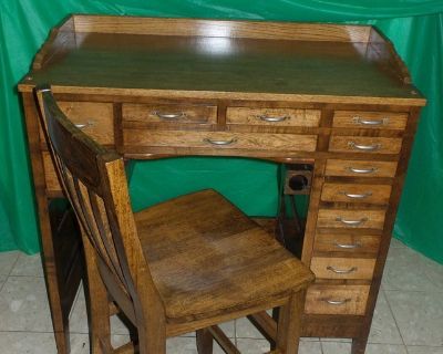 Antique Watchmaker's Desk with Chair