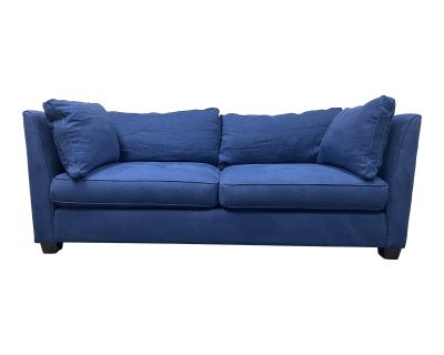 Cisco Brothers Custom Upholstered Blue Linen Sofa