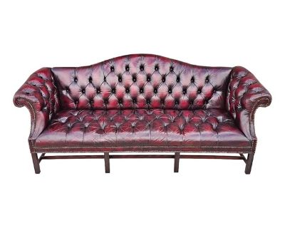 Tufted Burgundy Leather Chesterfield Sofa Circa 1950/1960s