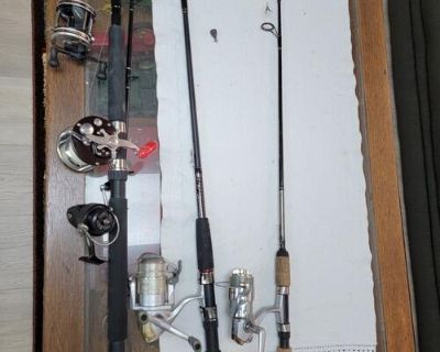Fishing rods and reels. Top Diawa combo light action. Second Shimano reel and