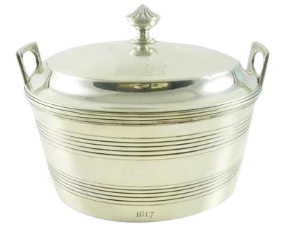 Early 19th Century Georgian Sterling Silver Butter Dish With Liner, Amorial