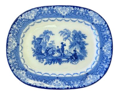 Antique Royal Watteau Doulton Blue and White Platter - "Serenade"