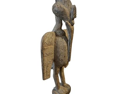 Mid 20th Century Wooden Senufo Hornbill Carving; West African Bird Statue