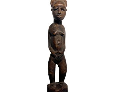 Vintage African Hand Carved Wooden Baoulé, Cote d'Iuoive Statue
