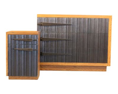 Vintage 1930s Streamline Moderne Dresser With Matching Nightstand