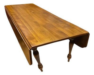 Professionally Refinished Large Ethan Allen Solid Maple Drop Leaf Coffee Table, C. 1970s