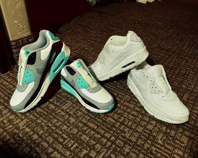 Brand New Nike Air Max 90's for women and youth girls! All white and Teal, black, and white Air Max 90's. Woman size 7.5 youth size 5.5y