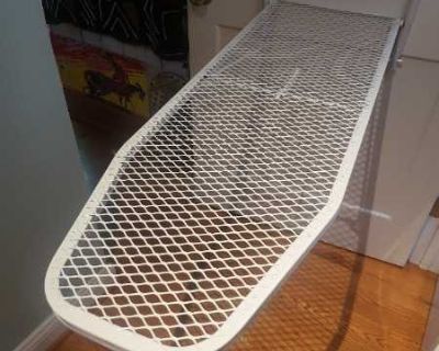 A drop-down ironing board (48" length) and an iron; both work great.