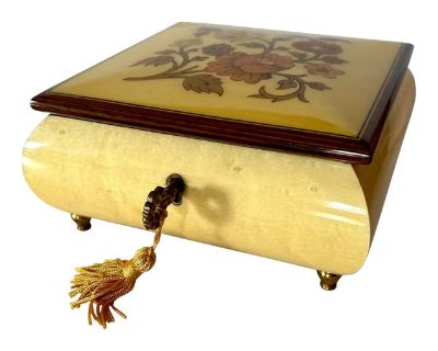 Italian Reuge Yellow Music Jewelry Box