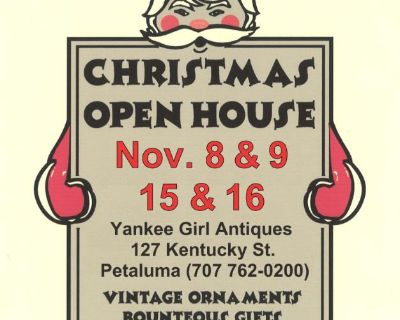 127 Kentucky St, Petaluma, CA. We have the biggest collection of antique Christmas we have ever had in 38 years!! (You may want to make multiple trips) We will be celebrating got two weekends and new items will be added continuously come see the magic!