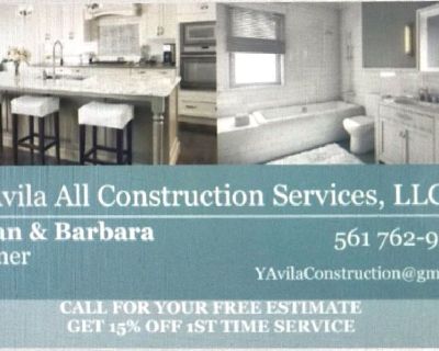 Installations of All Types of Tiles, and Wood Floorings. All Types of Remodeling, Installation of Kitchen Cabinets, Plumbing and Electrical Work . We service Our Commercial and Residential Clients . Call for your Free Estimate 561 762-9370