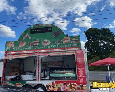 20' Carnival Style Dessert Concession Trailer w/ Large Marquee & Display Case Window