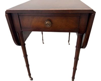 Antique George III Mahogany Pembroke Table With Faux Bamboo Legs