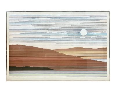 Abstract Landscape Wall Art | Linear Landscape Serigraph by Marcus Usilvesky