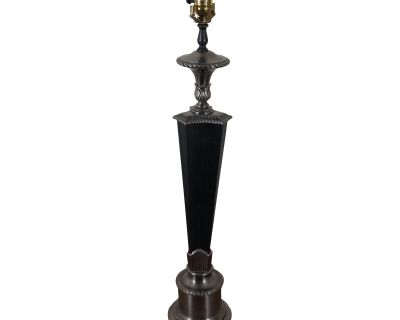 2000 Chapman Black Ebonized Wood & Metal Torchiere Column Table Lamp