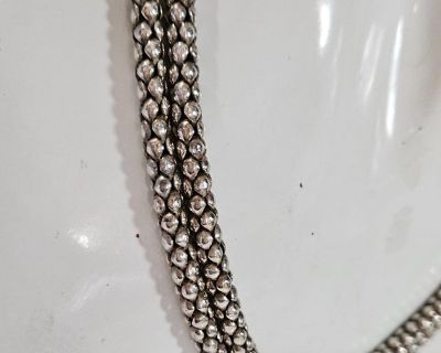Sterling Silver POPCORN ROPE Double Strand Chain Necklace - 17-1/2"