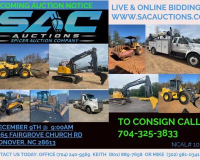 2 RING DECEMBER 9TH EQUIPMENT & TRANSPORTATION AUCTION
FEATURING HEAVY EQUIPMENT, AG AND TRANSPORTATION. MAJORITY OF ITEMS WILL BE SELLING UNRESERVED. BIDDING WILL BE LIVE ONSITE AND ONLINE. AUCTION WILL CONSIST OF HEAVY EQUIPMENT, RENTAL EQUIPMENT, TRANSPORTATION, FARM EQUIPMENT, ATTACHMENTS AND UNUSED MISC ITEMS.
SAC AUCTIONS WILL SELL BY A LOW STRAIGHT COMMISSION RATE, OFFER GUARANTEES AND P...