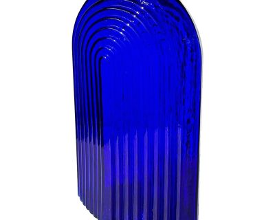 Vintage Blenko 5202-P Art Deco Molded Cobalt Glass Vase