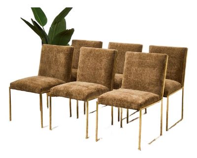 Styled After Milo Baughman Vintage Dining Chairs in Cocoa Brown Set of Six