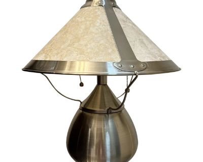 Vintage Brushed Nickel Dirk Van Erp Style Table Lamp