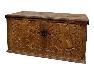 18th Century Danish Gothic Carved Oak Blanket Chest