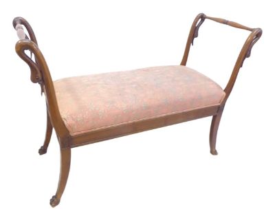 Antique French Fruitwood Swan Bench