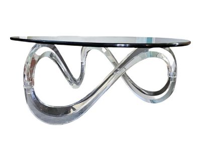 1970s Shlomi Haziza Style "Infinity" Coffee Table Lucite & Glass Mid Century Post Modern 1960's
