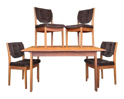 Surfboard Shapped Teak Dining Table With 4 Chairs Rs Furniture Inc