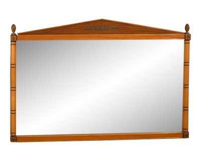 Maple French Regency Style Faux Bamboo Inspired Maple & Brass Wall Mirror Att. To Kittinger