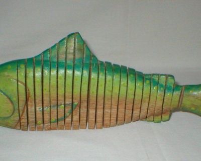 Carved Painted Wood Fish Wiggles Bends Like Real Fish - 12" Long