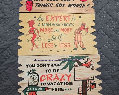 #140 Vintage wood postcards funny whimsical