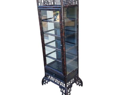 Vintage Bamboo and Glass Vitrine