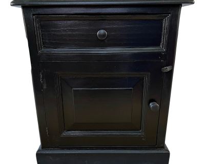 2010s Solid Wood Nightstand with Drawer and Storage Cabinet