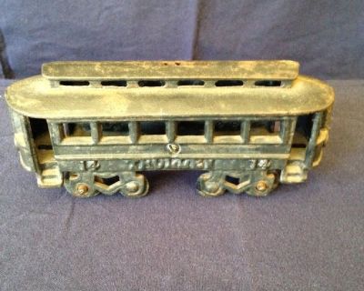 Cast Iron Trolley Vintage /Street Car Toy “Number 14”
Raw Cast Iron/Never Painted
Heavy Patina/ Surface rust/ Tons of character!
Two sets of Functional Wheels
7.25” Long x 3.5” Tall x 2.25” Deep
In Great Shape! missing small top part
See the Pictures!
Great Price!
$19 cash/ PayPal
Shipping $ 3.99 Continental USA
Thanks for Looking!