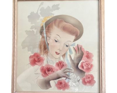 1940s Lady Portrait Watercolor Print by Bernard Picture Company